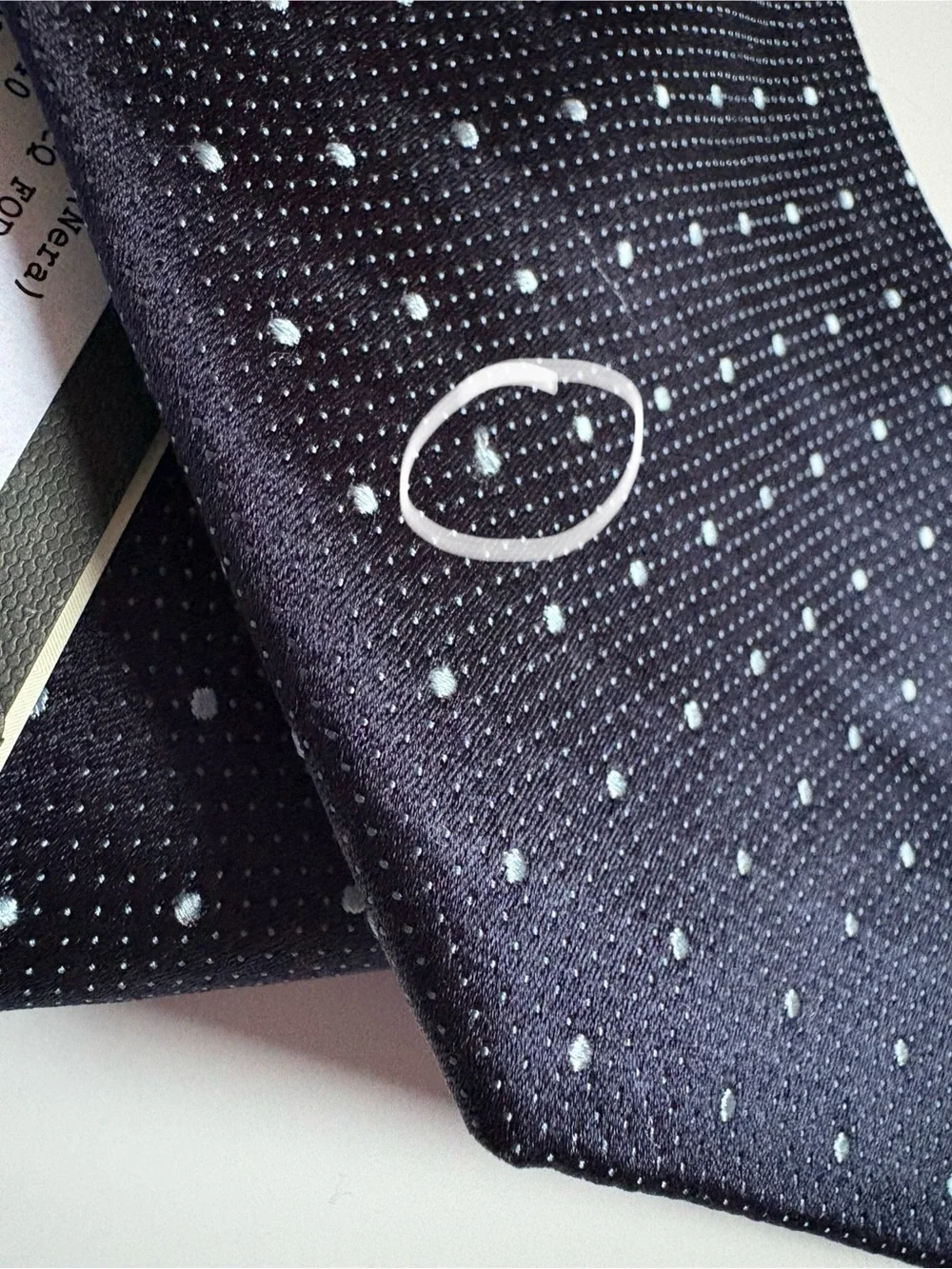 Vintage Giorgio Armani Black Label Silk Tie Night Blue Micro Dots Geometric NWT